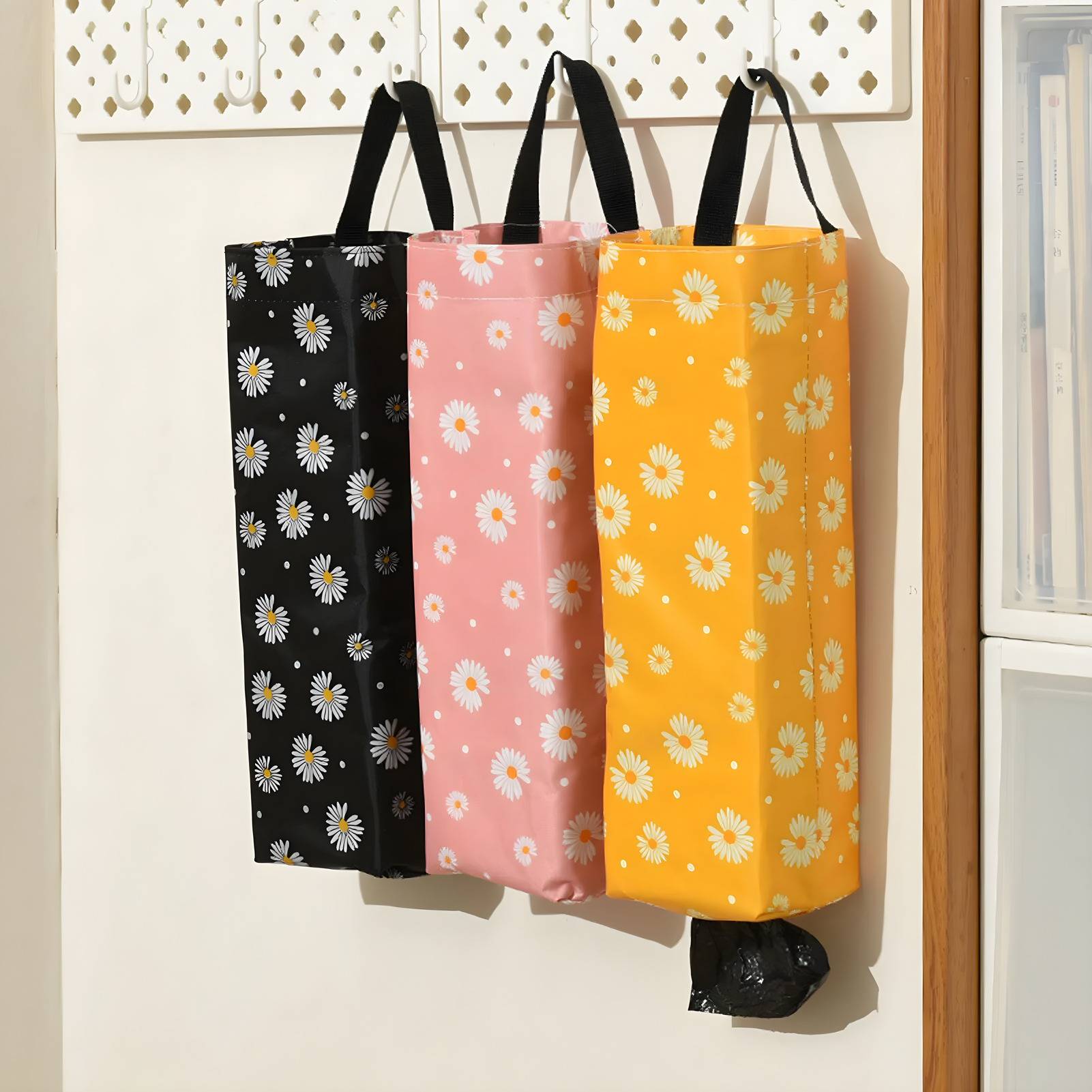 Wall Mounted Flower Print Garbage Bag Organizer